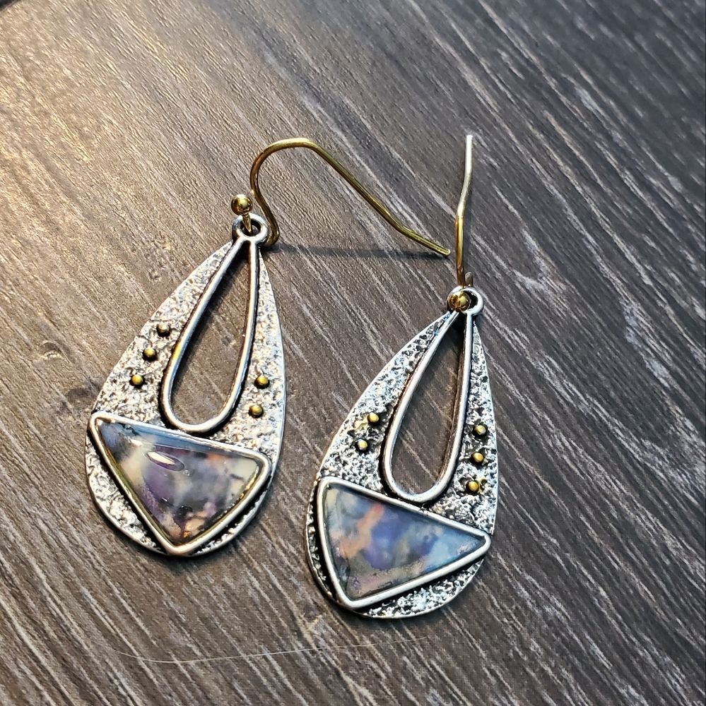 Silver Tone Boho Artsy Look Earrings - Picture 6 of 8